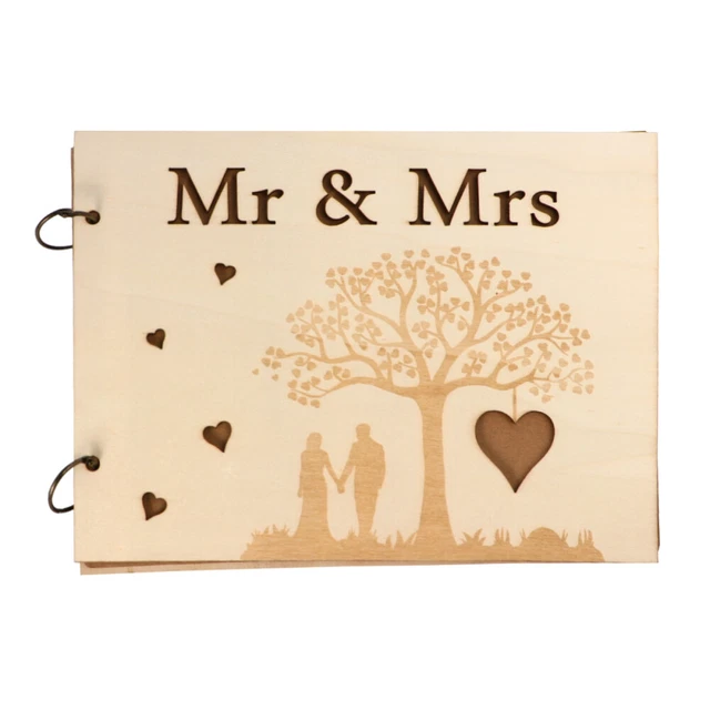Album Matrimonio Legno Rustico Libro Ospite Artigianato Notebook Intaglio Moda Legno