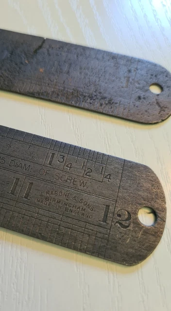 Vintage 2 X J Rabone & Sons "Whitworth Pitch " 12" Steel Ruler Vintage 2 X J Rabone & Sons "Whitworth Pitch " 12" Steel Ruler