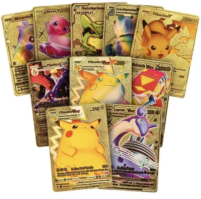 New Gold Shiny Pack 55 Cards TCG GX Vmax GX Cards Charizard Rare Pokémon Cards E - Foto 7