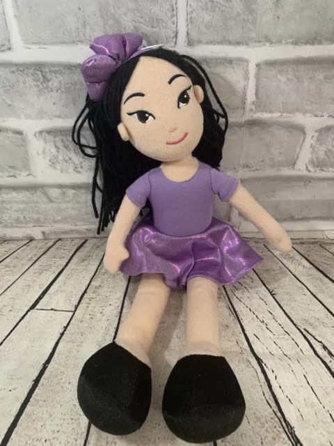 Girl Scouts Brownie Hannah 14" plush rag doll black hair purple dress bow Asian