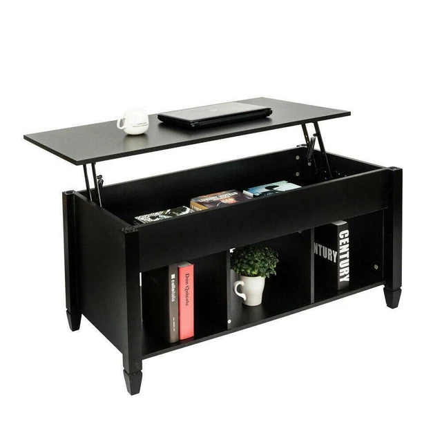 LIFT TOP COFFEE Table Hidden Compartment Storage Shelves Modern