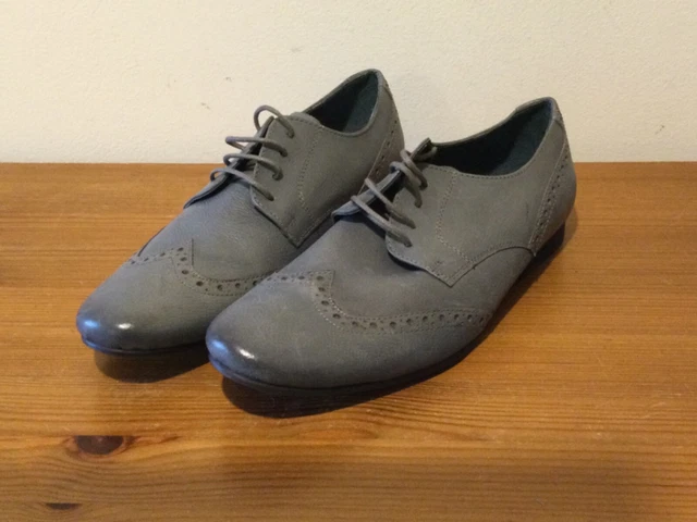 RED HERRING GREY leather brogue shoes size 7 10.00 PicClick UK