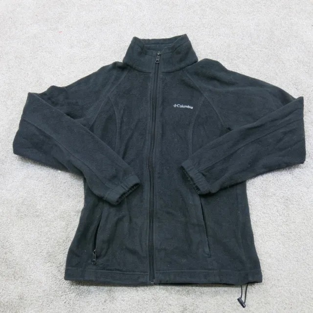 Columbia Mens Fleece Jacket Full Zip Mock Neck Long Sleeve Pocket Black Size M
