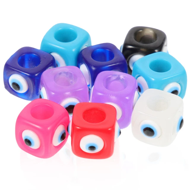 10pcs Augapfel Muster Würfel Form Lose Perlen Kunststoff Lose Perlen