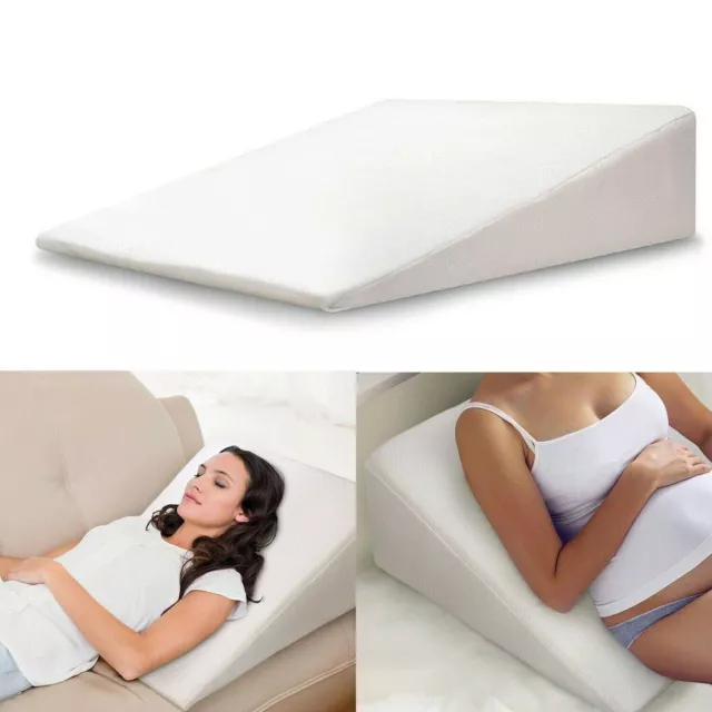 Large Wedge Pillow Memory Foam Back Support Pillow Acid Reflux Raised Bed Pillow