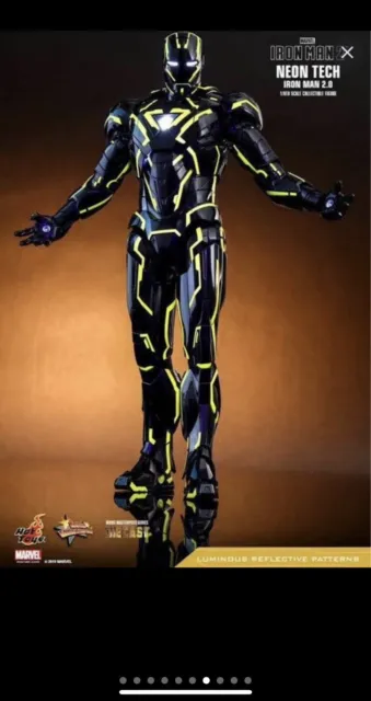 Hot Toys Neon Tech Iron Man 2.0 1:6 Scale Action Figure - Black/Yellow...