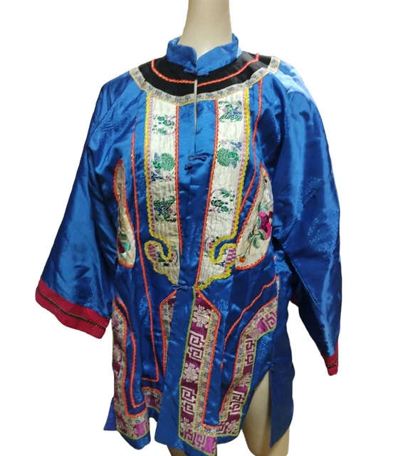 Antique Chinese Blue Patterned Handmade Embroidered Peacock Hanfu Jacket Antique Chinese Blue Patterned Handmade Embroidered Peacock Hanfu Jacket