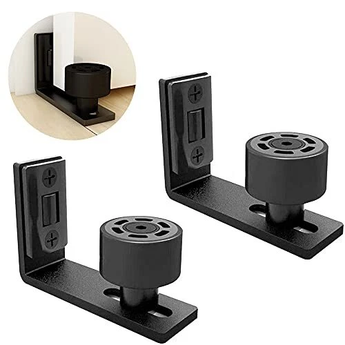 Sliding Barn Door Floor Guide Doors Bottom Wall Mount Adjustable (Black)