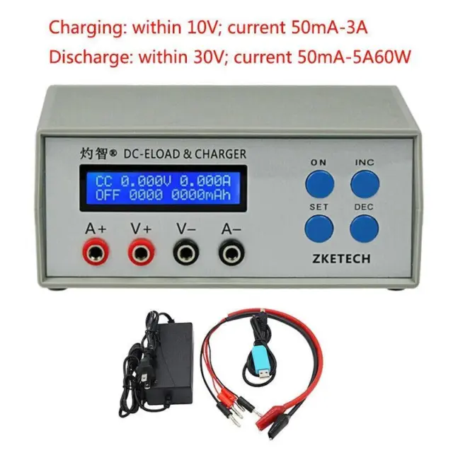 Electronic Load Battery Capacity Gauge Current Tester DC12V 5A 60W EBC-A05+
