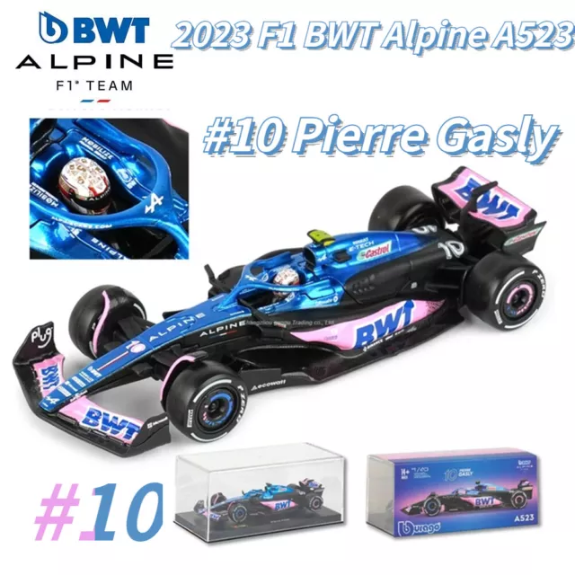 Bburago 1:43 2023 F1 BWT Alpine A523 #10 Pierre Gasly Diecast Model Car + Helmet