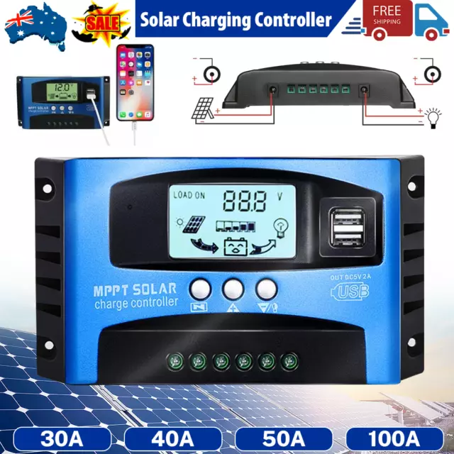 Solar Panel Regulator Charge Controller 12V/24V Auto Focus Tracking MPPT PWM USB