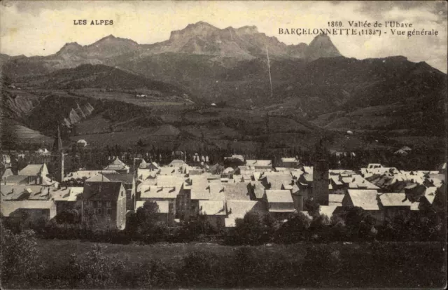 ALPES Vallée UBAYE France BARCELONNETTE Vue generale ~1910 Carte Postale CPA