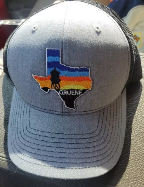 GRUENE Oil Field Hat Men's TX Oil Sunset Patch Black/Gray Ball Cap-112