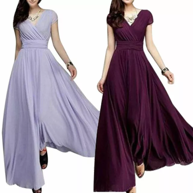 Women Long Formal Evening Prom Party Bridesmaid Chiffon Ball Gown Cocktail Dress