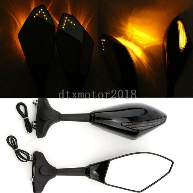 Turn Signals Rear Mirrors LED For Kawasaki Ninja ZX-6R ZX 636 6RR 600 1998-2006
