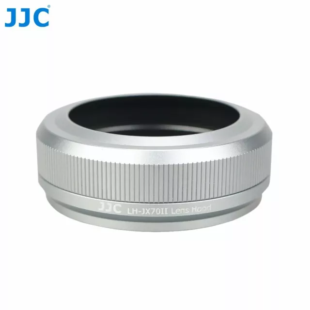 JJC LH-JX70II V2 Silver lens hood for Fujifilm X70 Camera with 49mm Adapter Ring