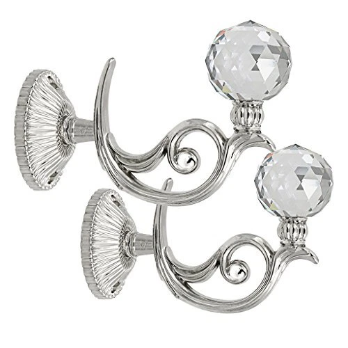Pair of Phoenix Glass Crystal Curtain Holdbacks Hooks Drapery Tiebacks Tassel Ho