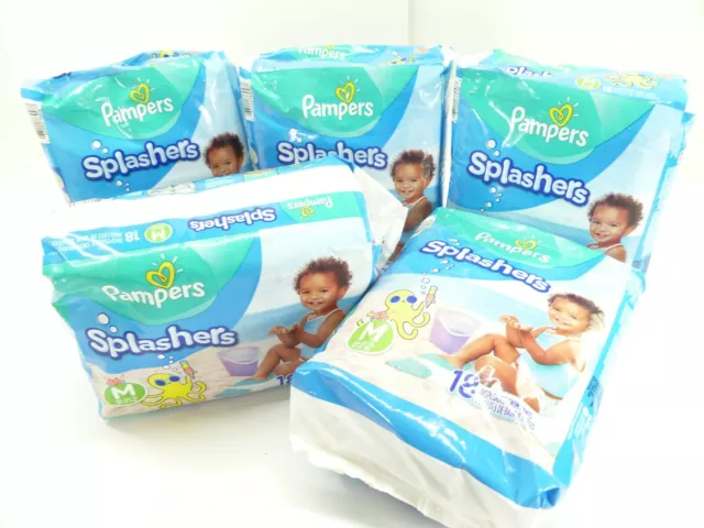 Pampers Splashers Disposable Swim Pants Medium (20-33 lbs) 5 Packages Lot of 90