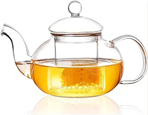 Small Glass Teapot with Infuser,Tea Pot Stovetop Safe Blooming and Loose 400ML