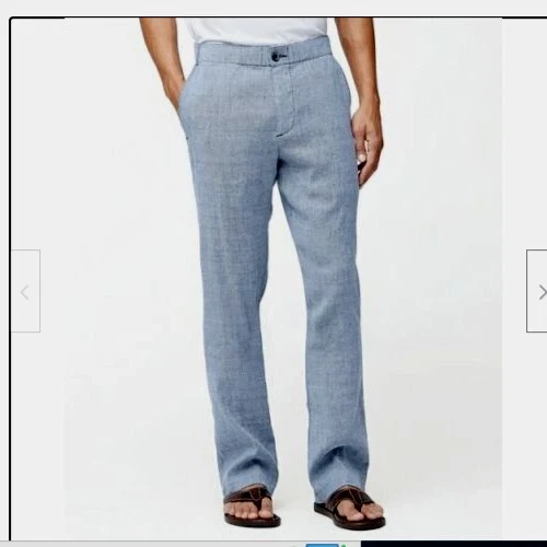 NWT Tommy Bahama Men Beach Linen Elastic Drawstring Waist Pants XL Maritime Blue