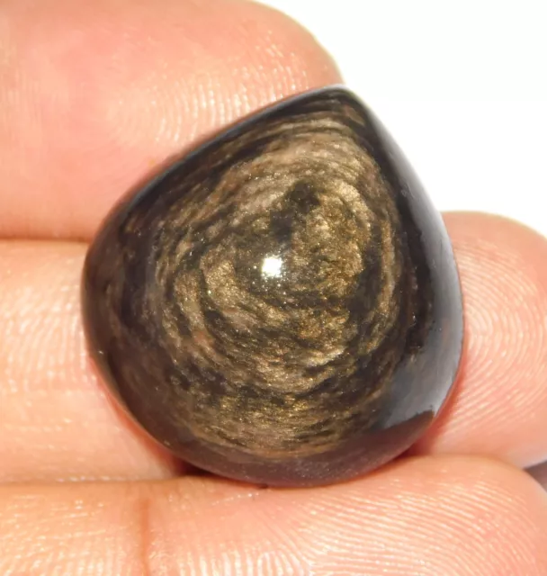 45 CT Naturel Eye Puissance Meixco Arc en Ciel Obsidian Poire Cabochon Gemme Ag