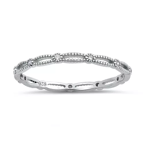 Eternity Stackable Clear CZ Wedding Ring 925 Sterling Silver Band Sizes 3-10 NEW
