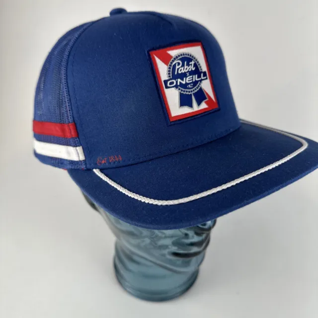 ONEILL Surf PABST Blue Ribbon Beer Trucker Hat Stripe Patch Snapback Mesh