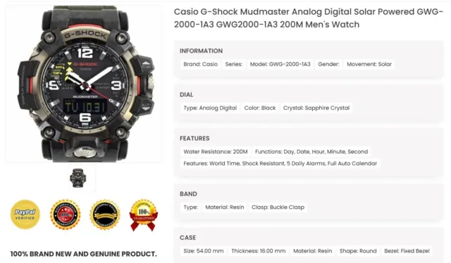 Casio G-Shock Men's Black Watch - GWG-2000-1A3 Mudmaster Men's Watch 3