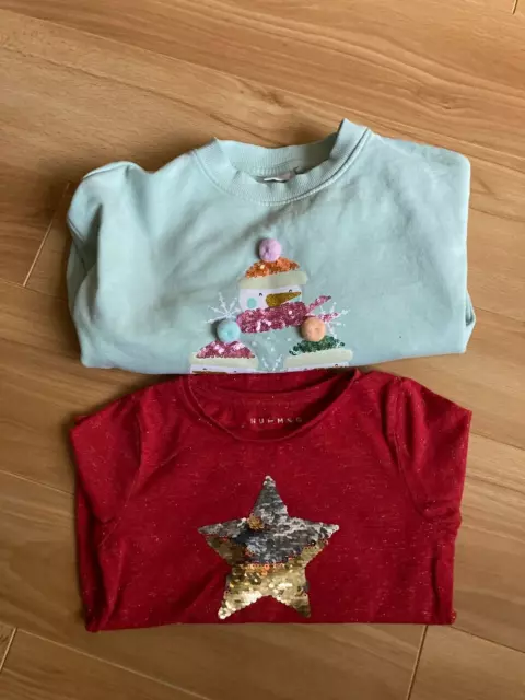 Maglione di Natale a maniche lunghe bambina next noce moscata Babbo Natale x2