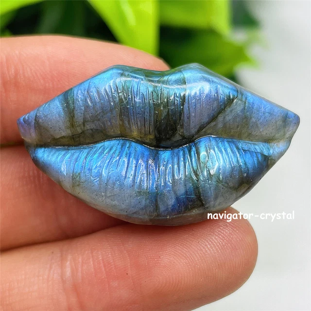 1PC Natural Labradorite Quartz Carved Lip Crystal Healing Skull Reiki Carving