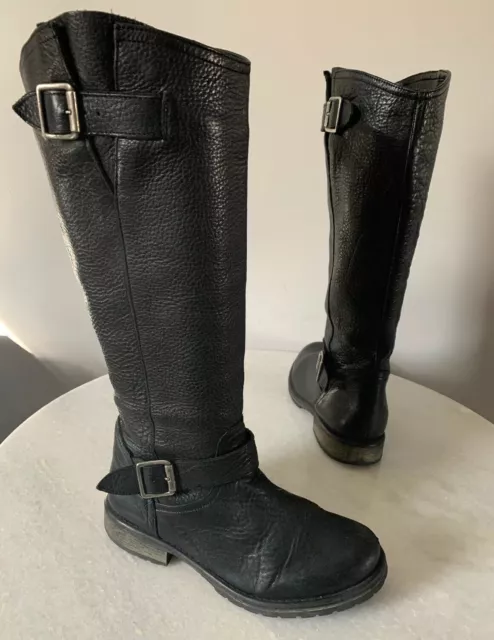 Steve Madden Fairmont Women's Black knee high Leather Riding Boots Size 8 M