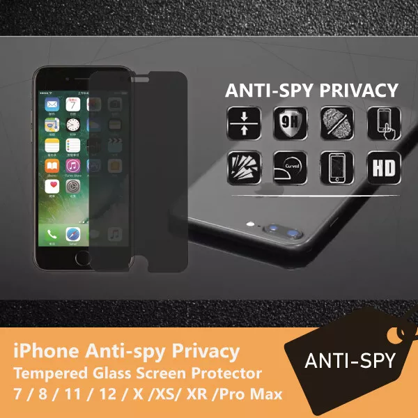 9H Anti-spy Privacy Tempered Glass Screen Protector Apple iPhone 7 8 X/XS Max/XR