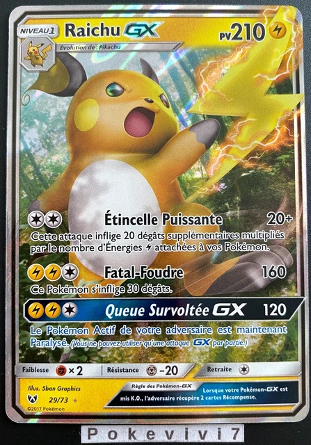 Carte Pokemon RAICHU 29/73 Ultra Rare GX Soleil et Lune 3,5 SL3.5 FR NEUF