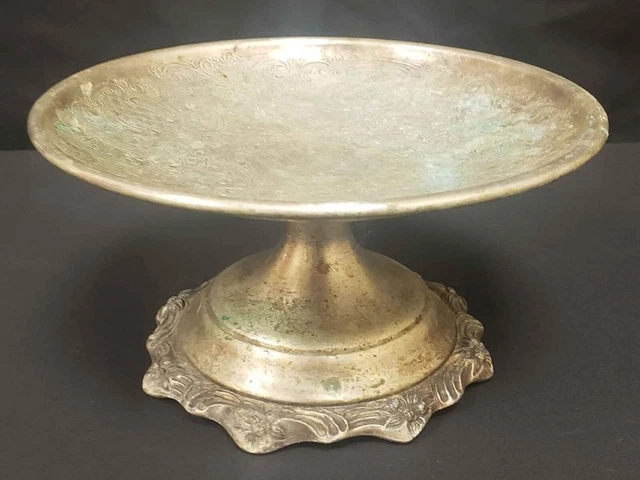 Vintage Sheridan Silver Tray Cake Stand Pedestal Serving Dish