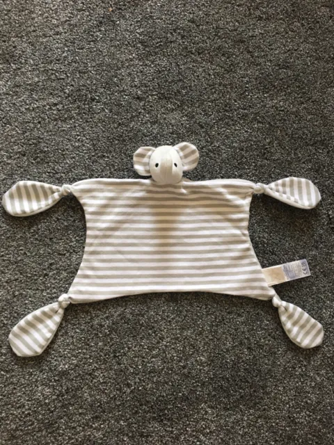 New Jojo Maman Bebe Elephant Striped Baby Comforter Blanket Grey White Beige