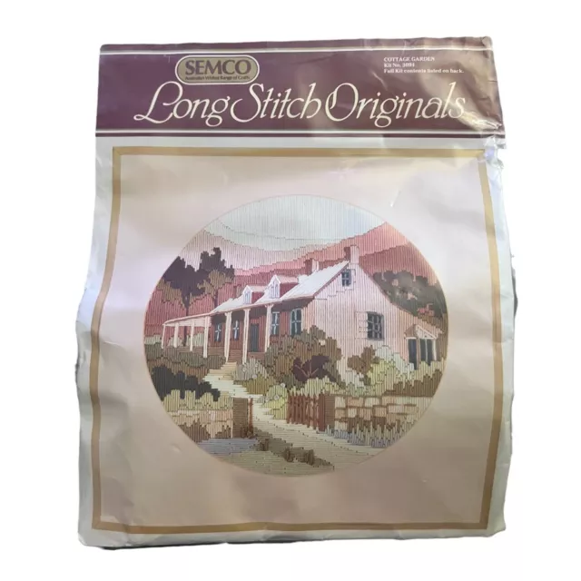 Semco Long Stitch Originals Kit 3094 Cottage Gardens - 29cm Round UNWORKED