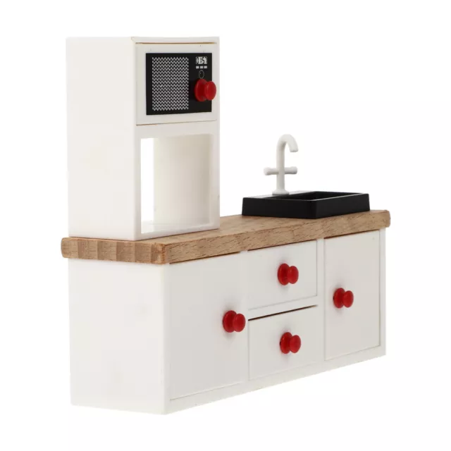 Mini Kitchen Cabinet & Microwave Set for Decoration