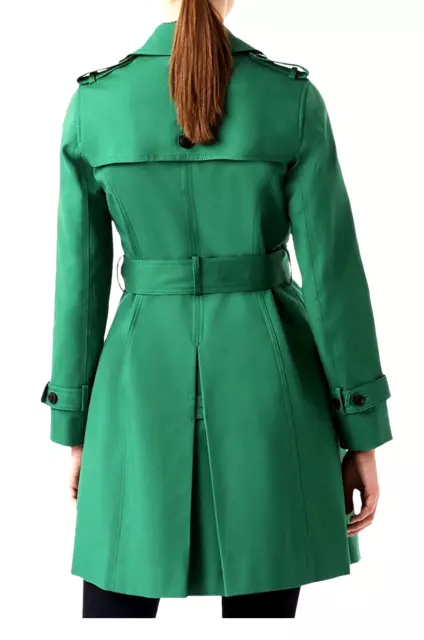 BRAND NEW Hobbs London Saskia Trench Coat GREEN USA 12 Tags, Extra Buttons 2