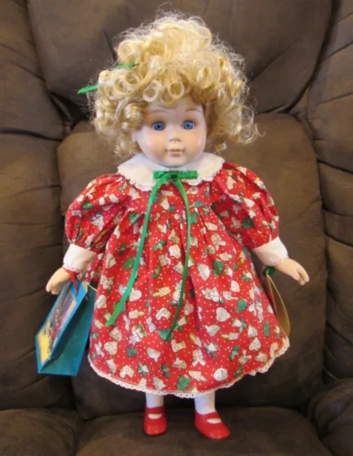 Vtg 1993 Heritage Mint Lasting Impressions Porcelain Doll “Christmas Time” Holly