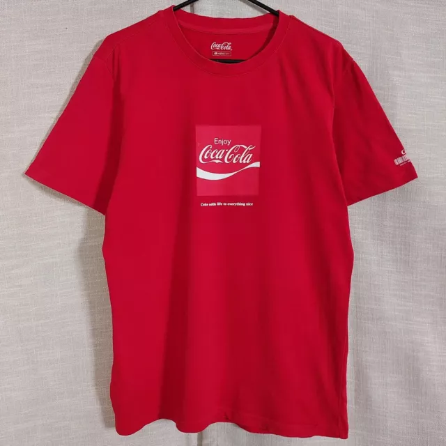 HANG TEN x COCA COLA COKE Logo Motif Red Mens Surf Beach Shirt - Medium/Large