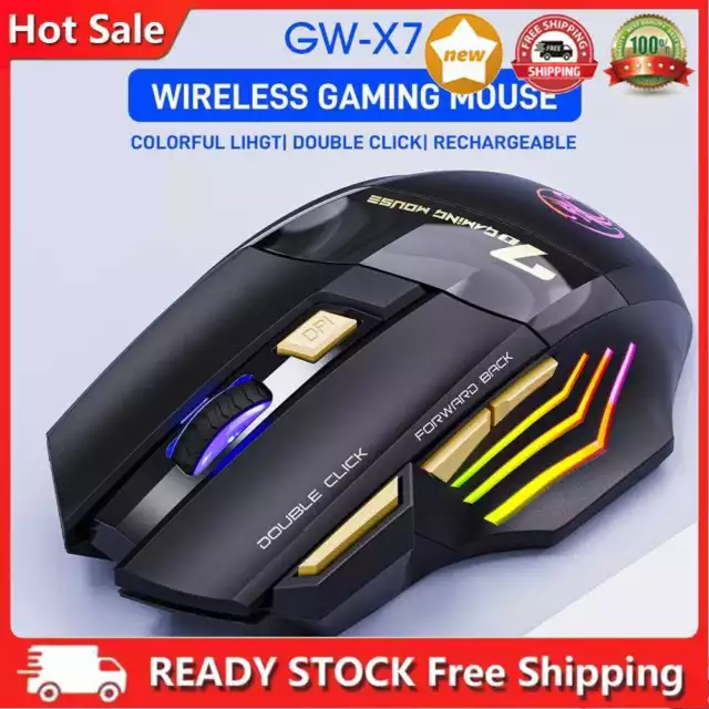 iMice GW-X7 RGB Wireless Mouse for Computer 3200dpi Mute Ergonomic Gaming Mice