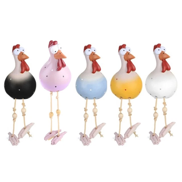 Funny Chicken Statue Resin Ornament Long Leg Rooster Garden Stakes Outdoor Decor