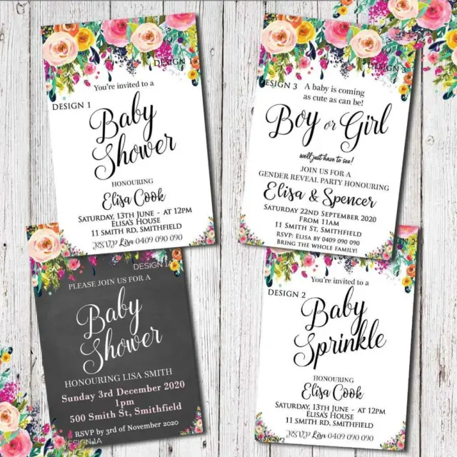 DIGITAL Custom Baby Shower Gender Sprinkle Floral Invitation Invite