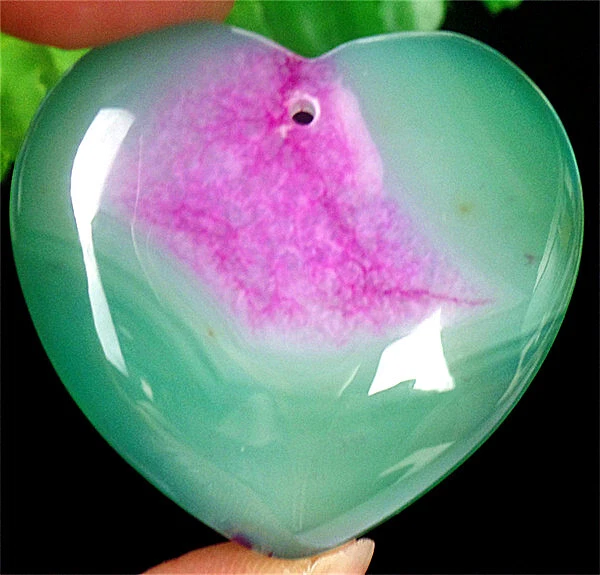 42x40x7mm Rose&Green Druzy Geode Agate Love Heart Pendant Bead ZL5467