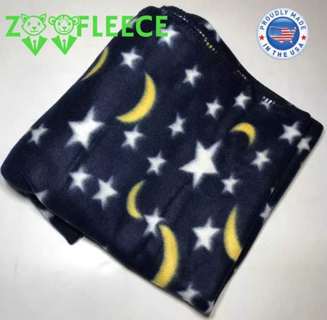 ZooFleece Starry Night Sky Stars Moons Blanket Throw Blue Quilt Winter 42X60"