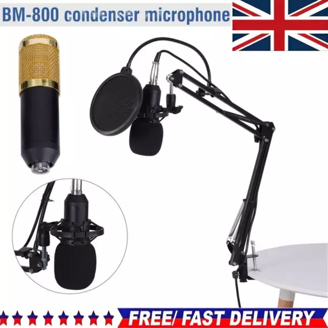 USB Condenser Microphone Live Streaming Studio Recording Gaming Kit +Mic Mount