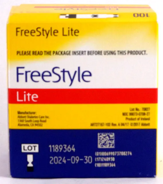 Tiras reactivas para diabéticos FreeStyle Lite cantidad. 100 EXP. Sello nuevo sin abrir fecha 3/31/25