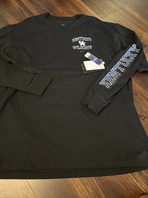 New Nike Mens UK Kentucky Wildcats Long sleeve Shirt Size 2XL Black Blue White
