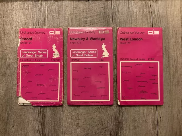 Ordnance Survey Landranger Series Maps (Various) - Pink cover