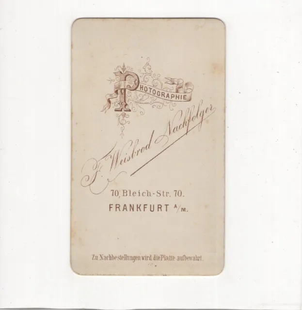 F. Weisbrod Nachf. CDV Foto Herrenportrait - Frankfurt Main 1870er 2